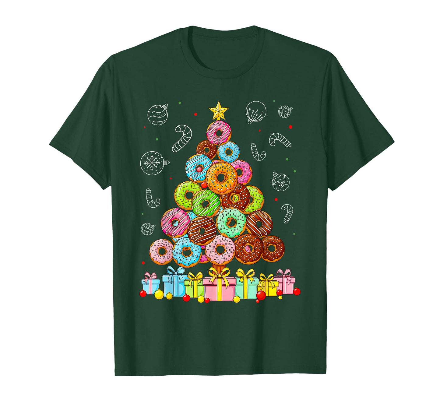Lover Xmas Santa Hat Donuts Christmas Tree T-Shirt