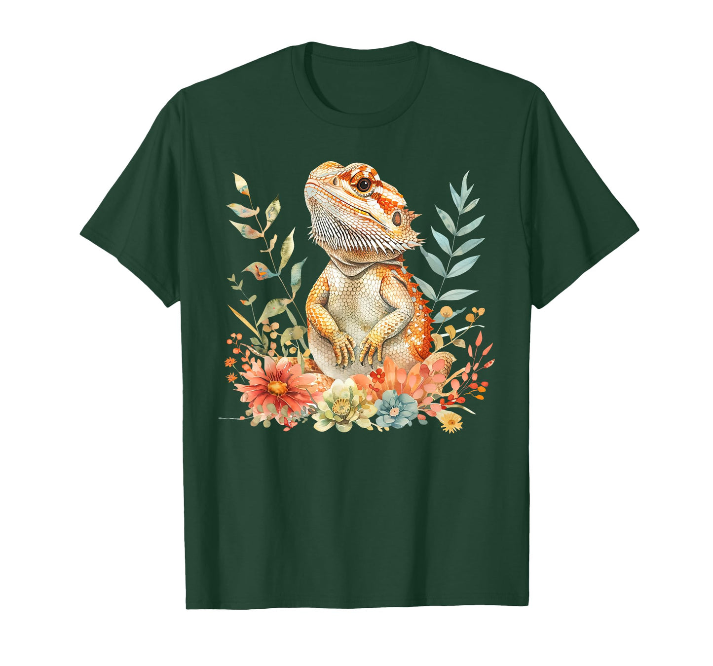 Vintage Bearded Dragon Floral Nature Lizard Reptile Lover T-Shirt