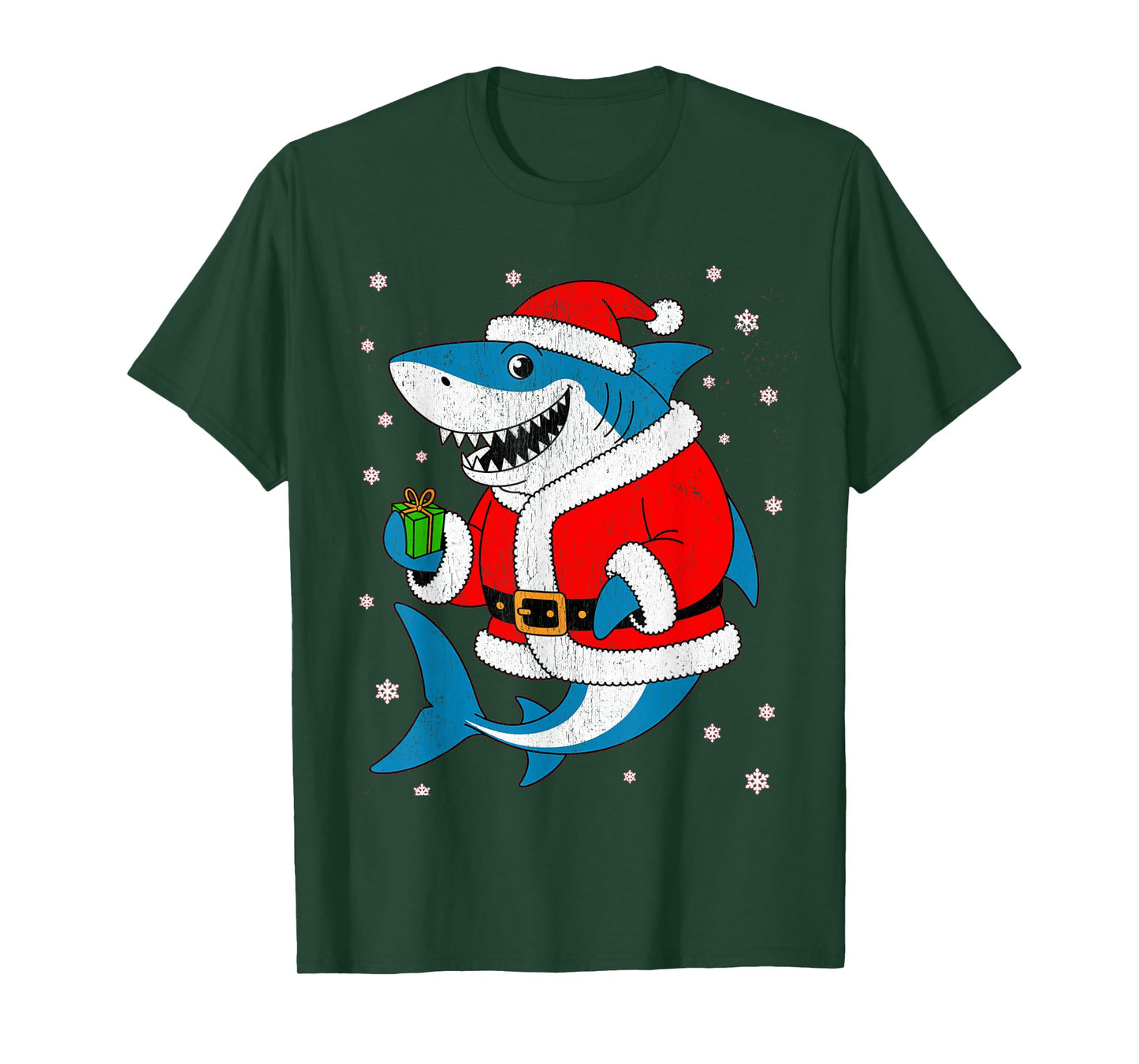 Funny Shark Santa Hat Christmas T-Shirt