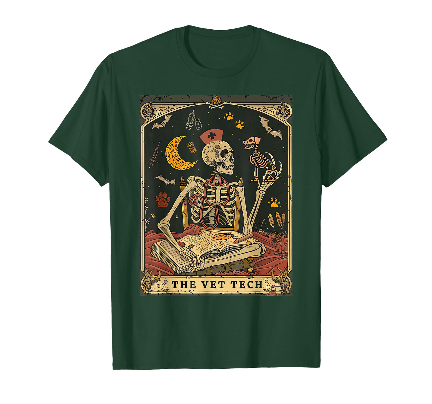 The Vet Tech Tarot Card Skeleton Stethoscope Veterinarian T-Shirt