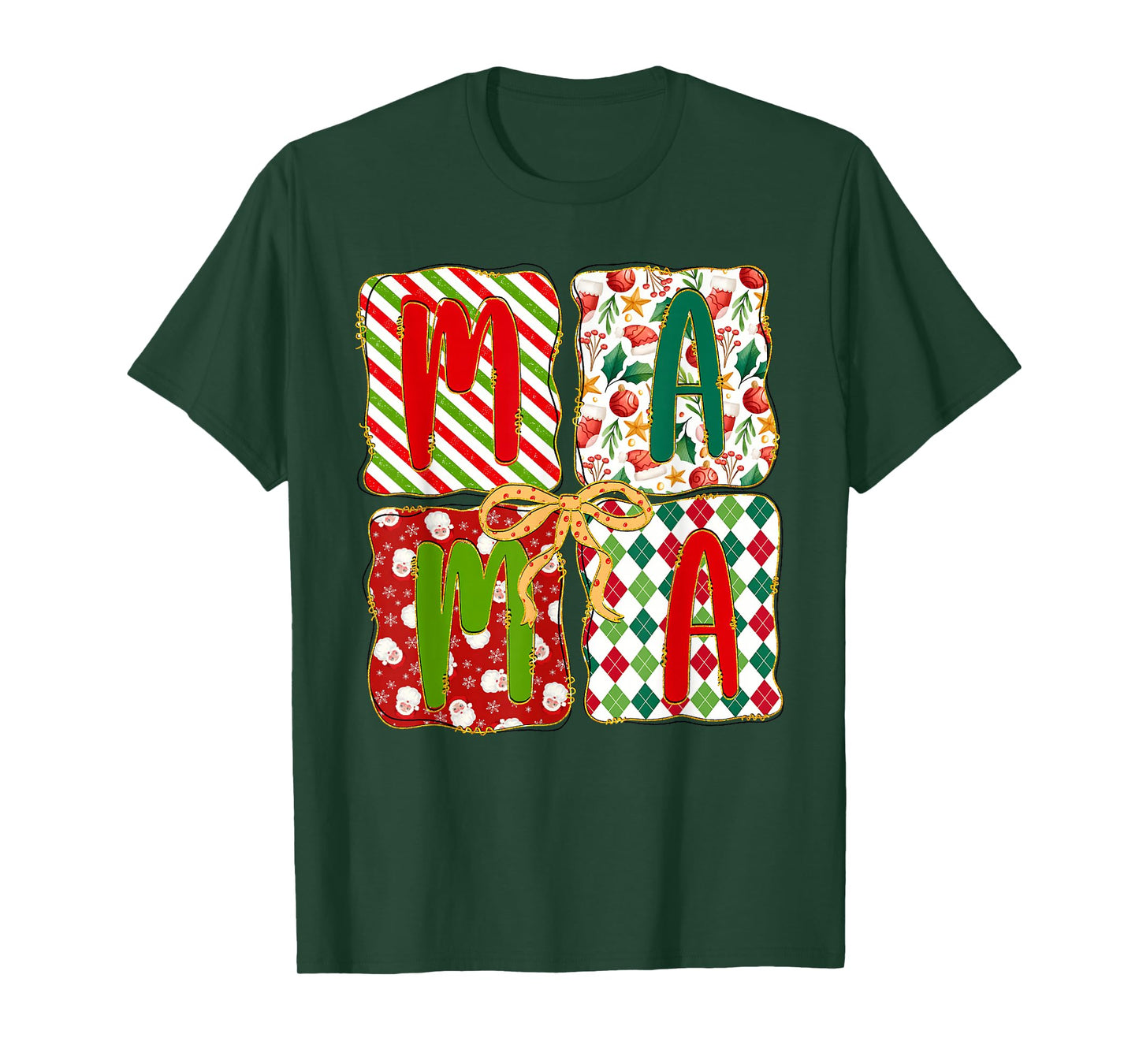 Mama Coquette Bow Mama Claus Merry Christmas Girly Mother T-Shirt