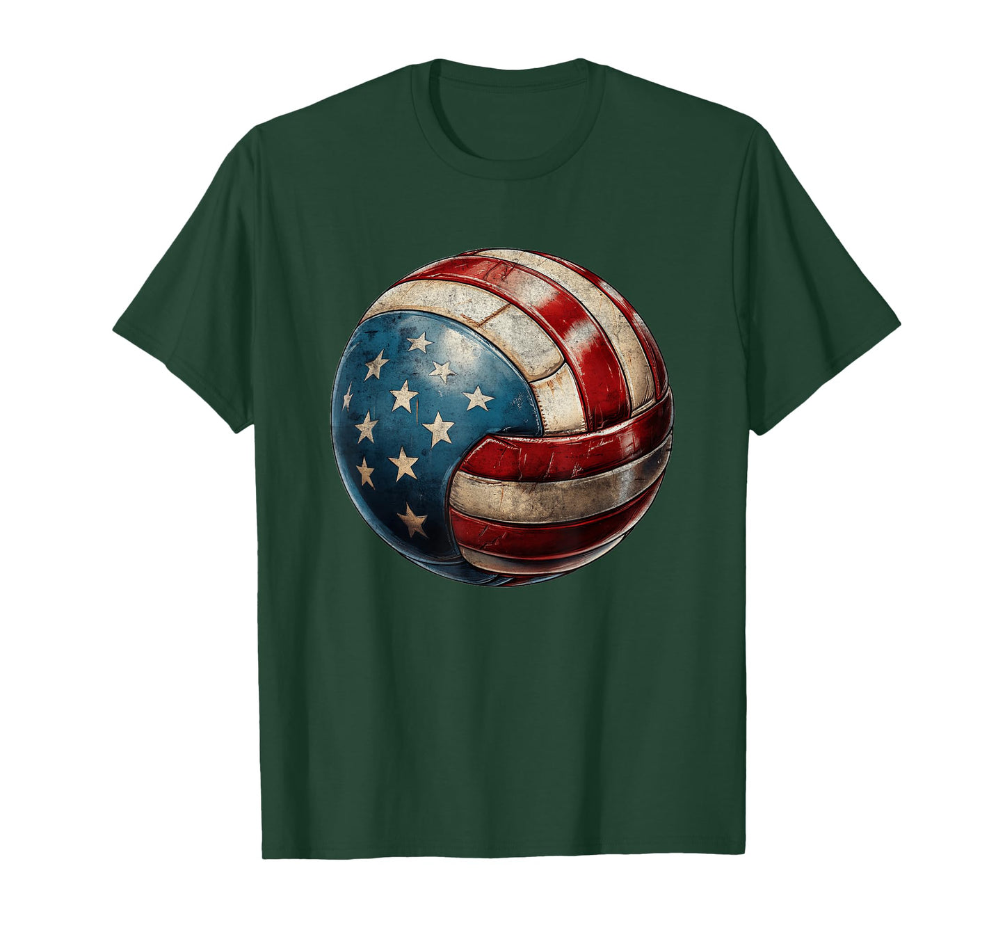Volleyball USA Flag Support the Team Vintage Distressed T-Shirt