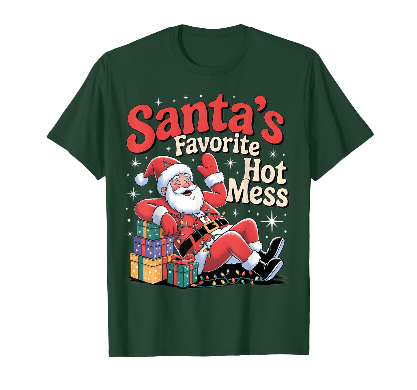 Santa's Favorite Hot Mess Christmas Funny Margarita T-Shirt