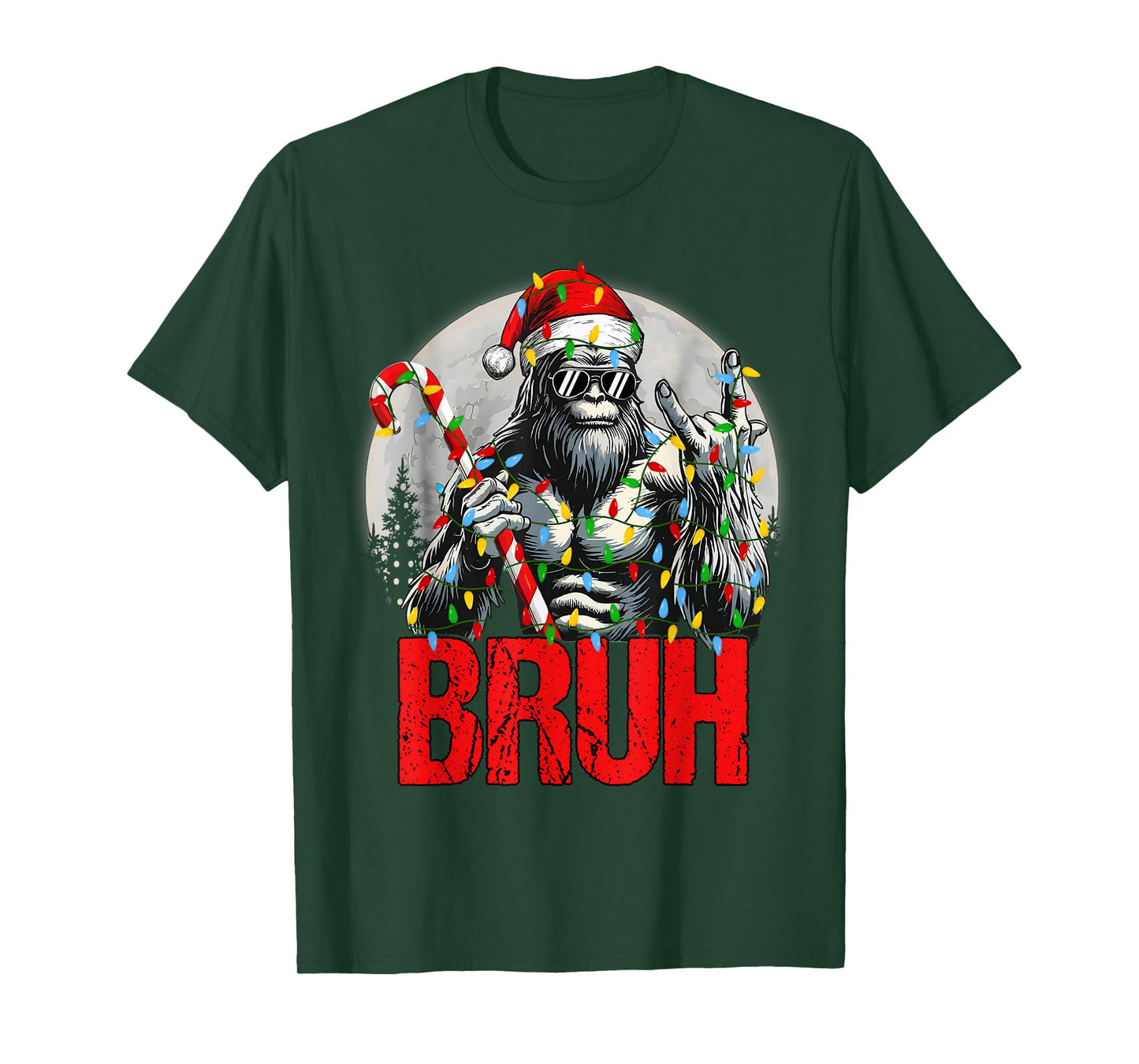 Bruh Santa Bigfoot Christmas Funny Sasquatch Xmas Mens Boys T-Shirt
