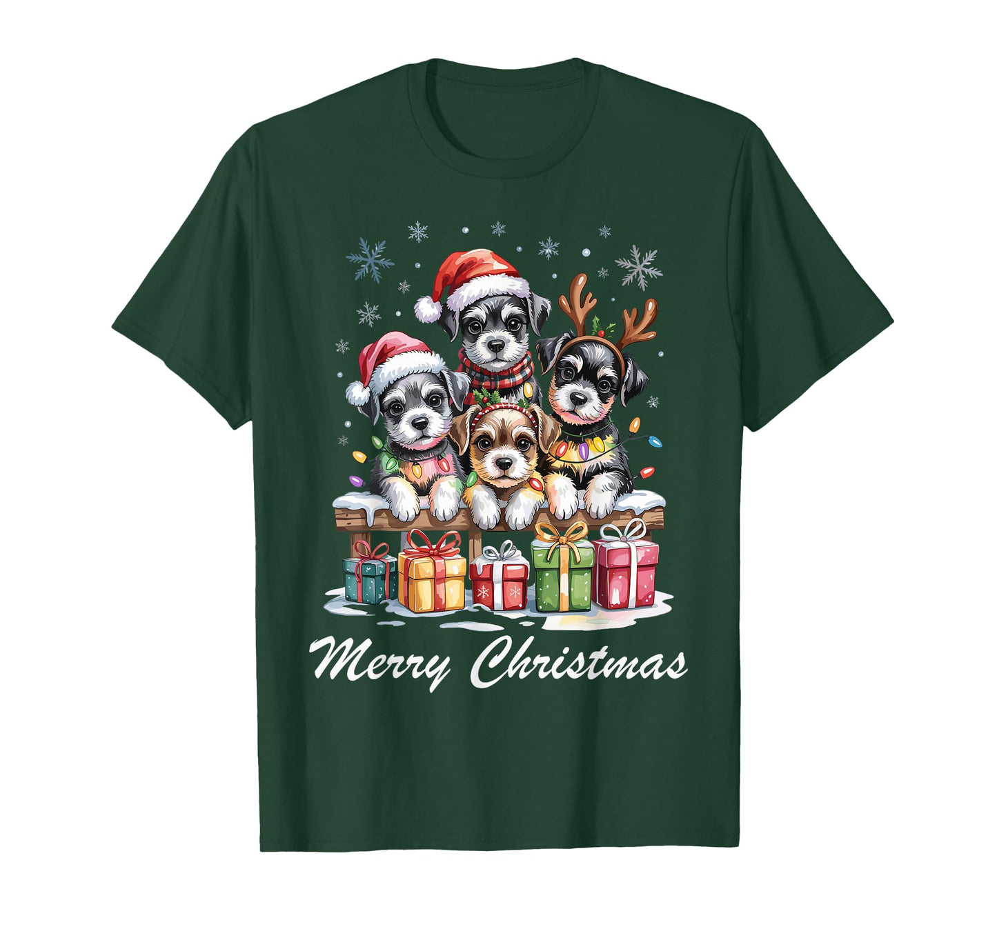 Miniature Schnauzer Merry Christmas Funny Dog Lovers Holiday T-Shirt