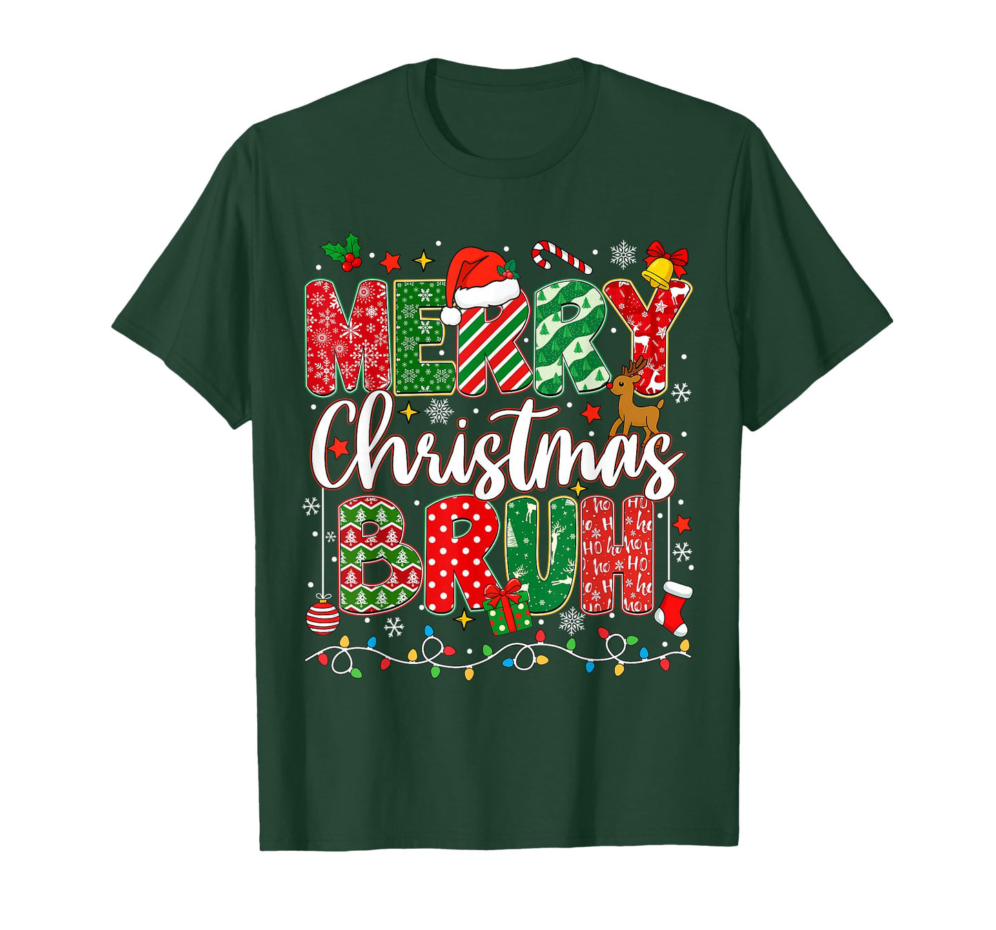 Merry Christmas Bruh Funny Meme Bro Greeting Teens Boys Men T-Shirt