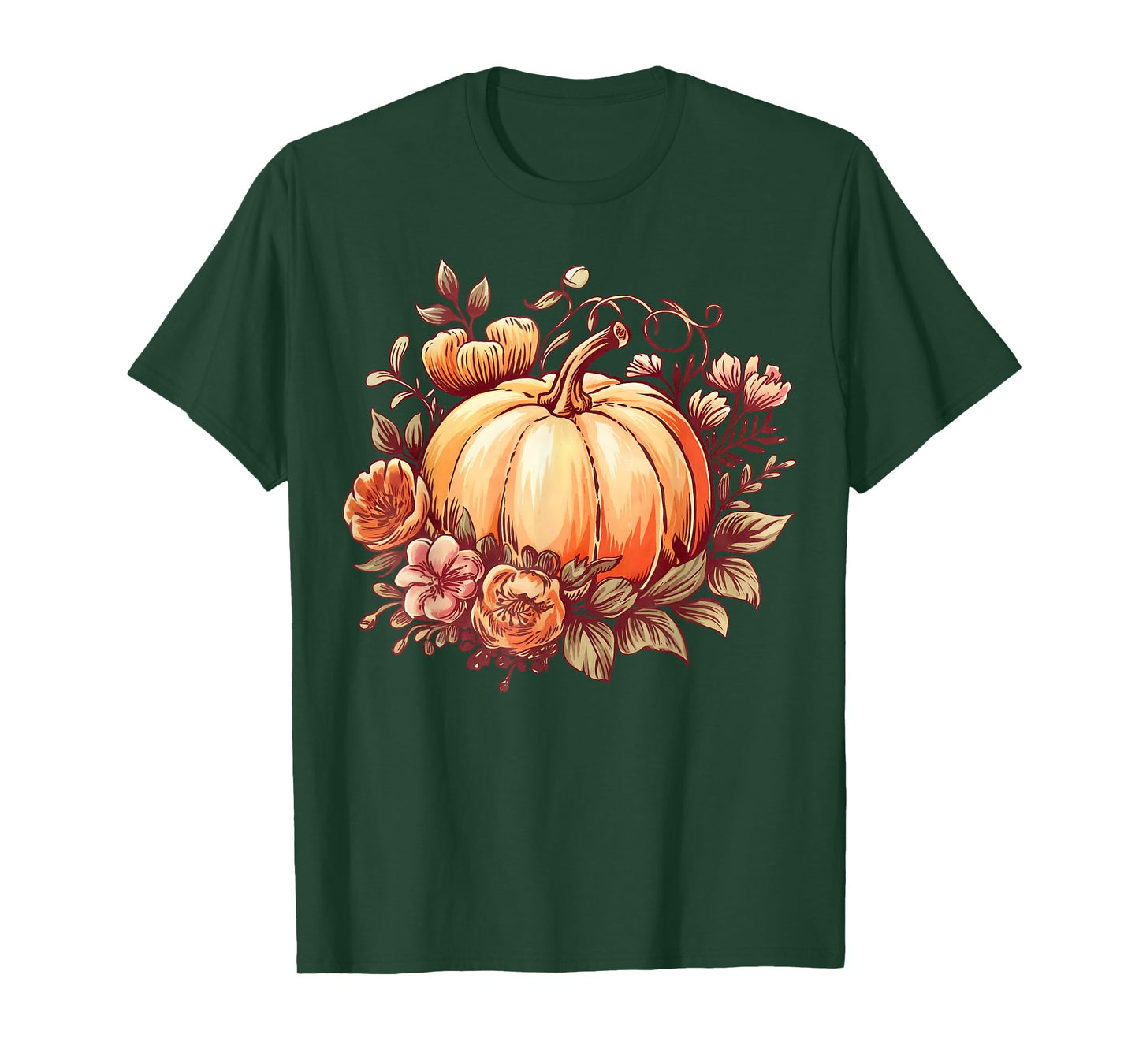 Fall Shirt Women Autumn Pumpkin Graphic Vintage Thanksgiving T-Shirt