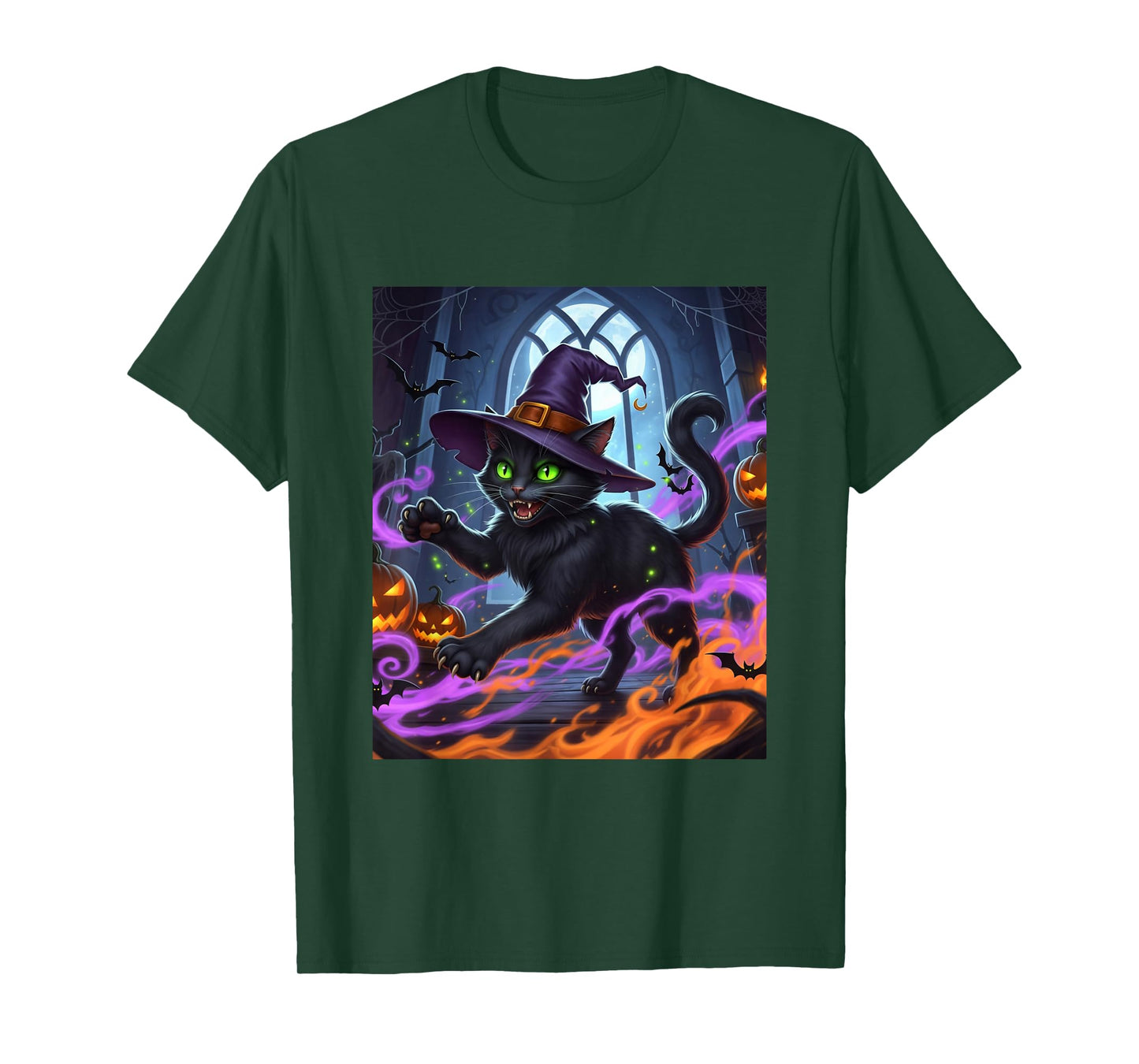 Halloween Black Cat Witch T-Shirt