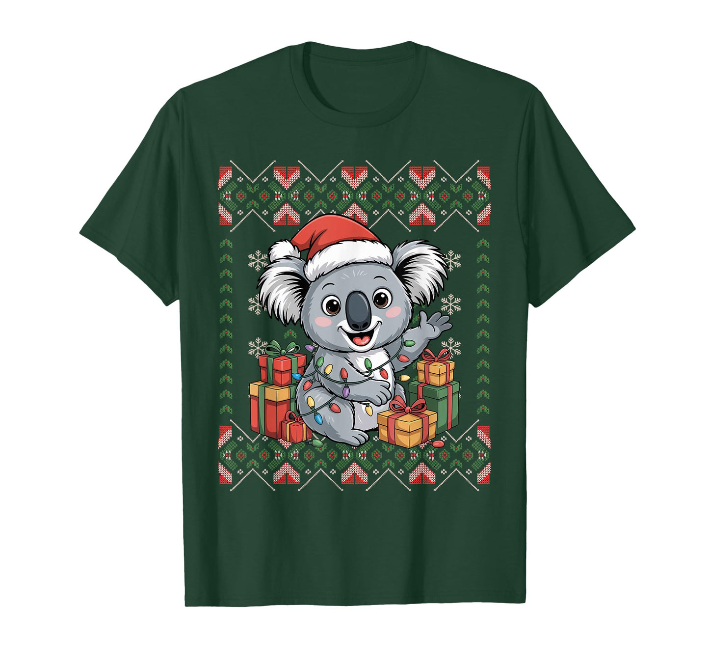 Santa Koala Christmas Ugly Sweater Funny Holiday Pajamas T-Shirt