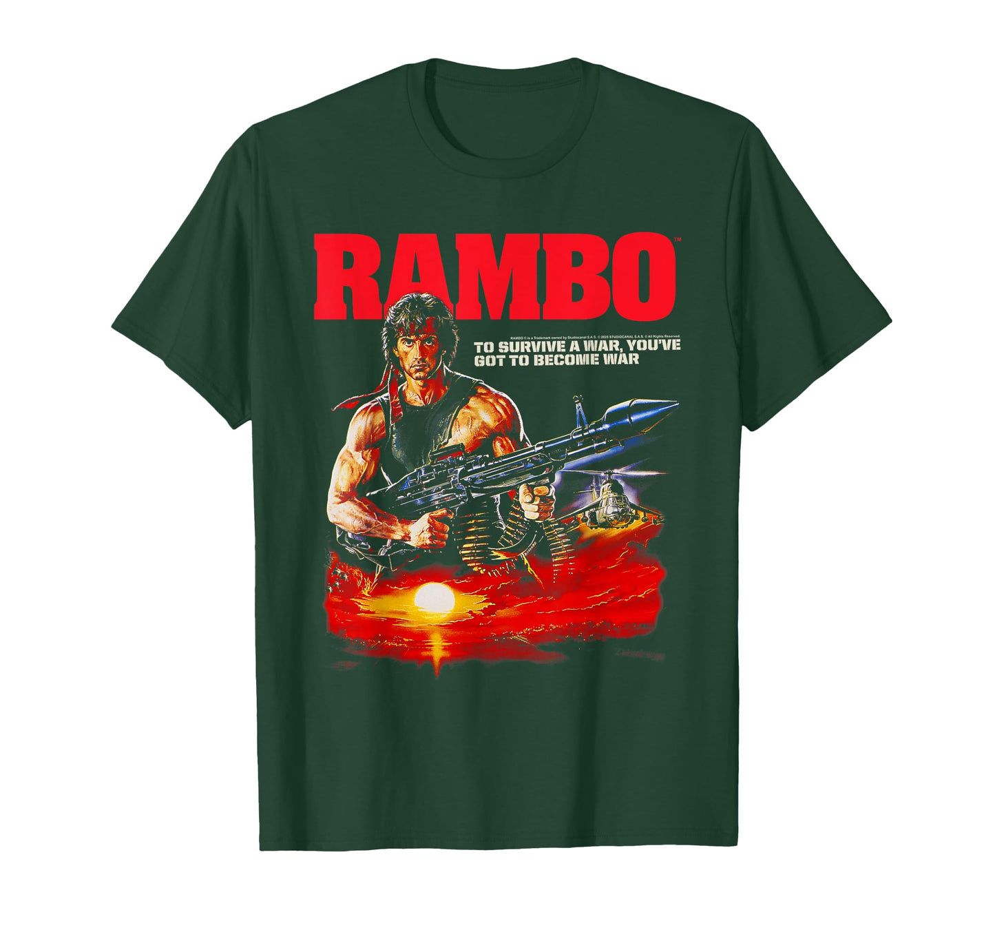 Rambo Missile Launcher Illustration Vintage Action Movie T-Shirt