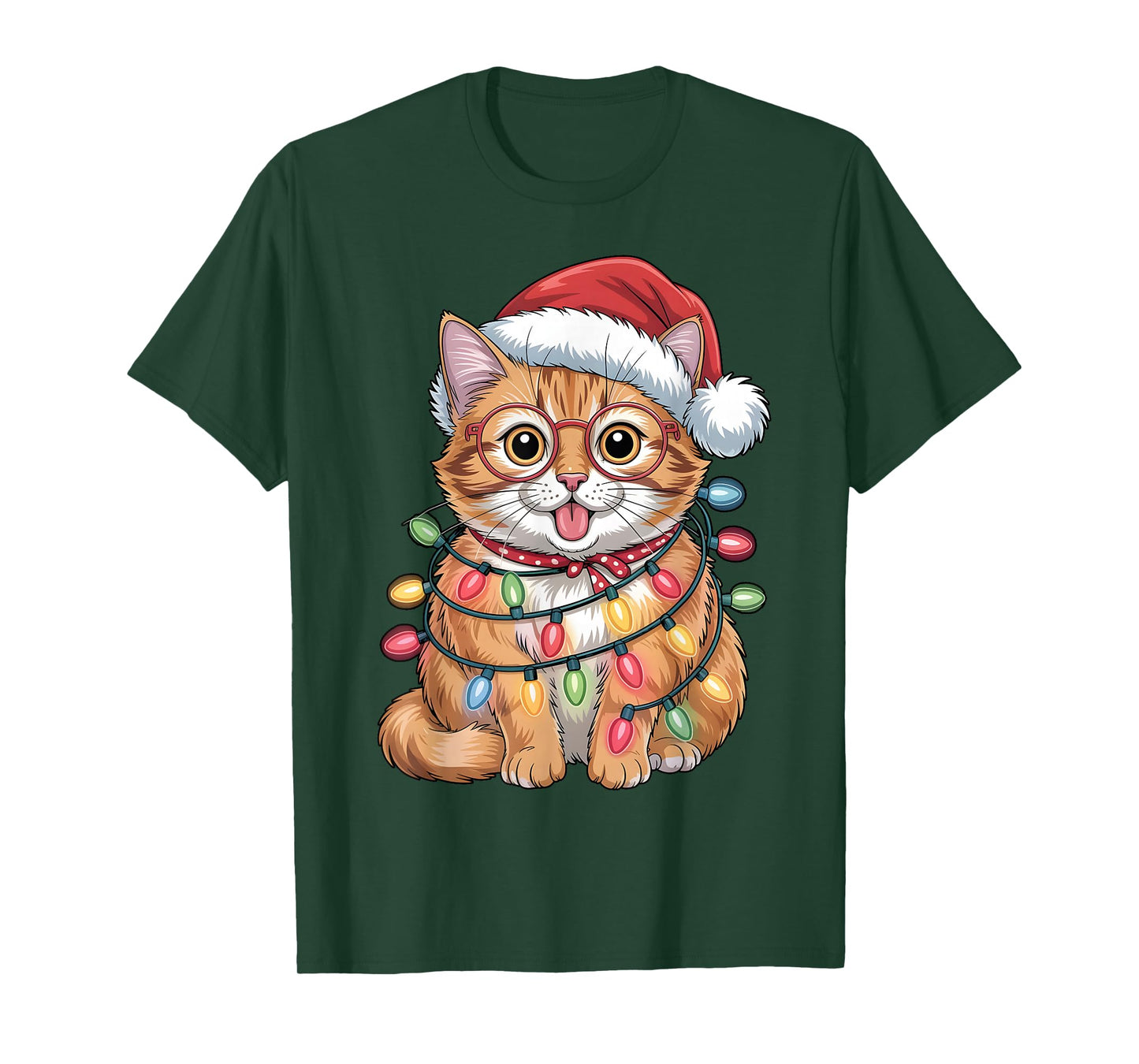 Cute Cat Christmas Santa Hat Holiday Meowy Cats T-Shirt