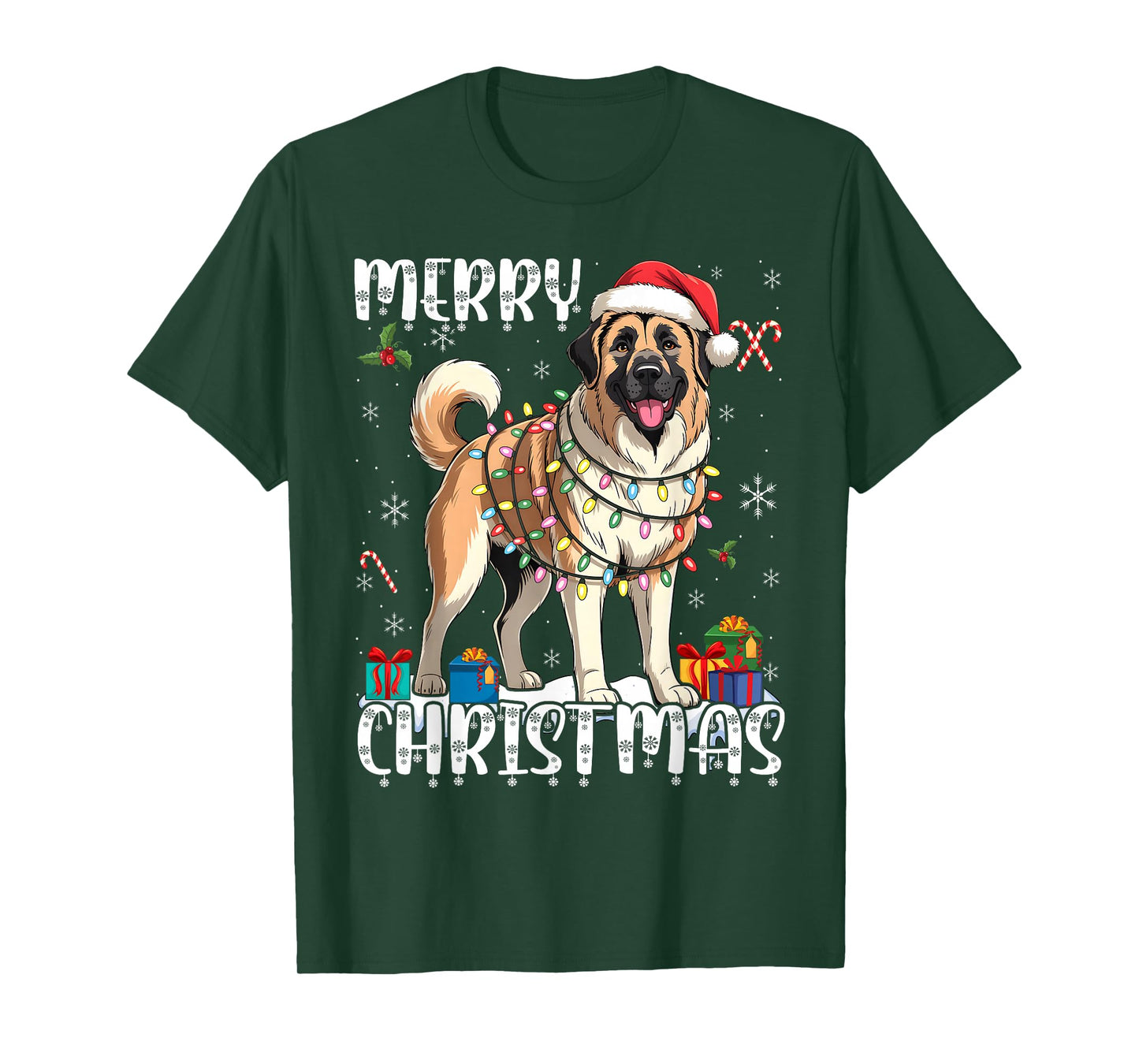 Merry Christmas Ornament Anatolian Shepherd Dog Xmas Santa T-Shirt
