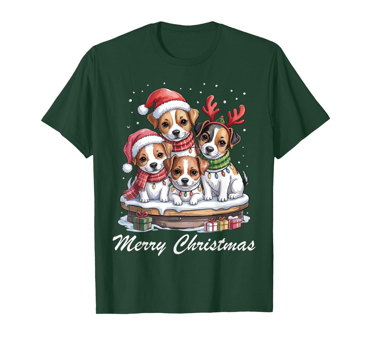 Jack Russell Merry Christmas Funny Dog Lovers Holiday Pajama T-Shirt