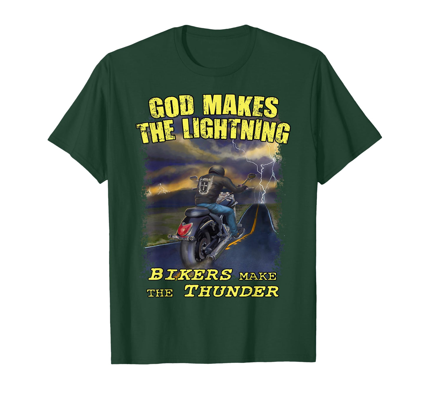God Lightning Christian Biker Shirt Motorcycle Jesus Design T-Shirt