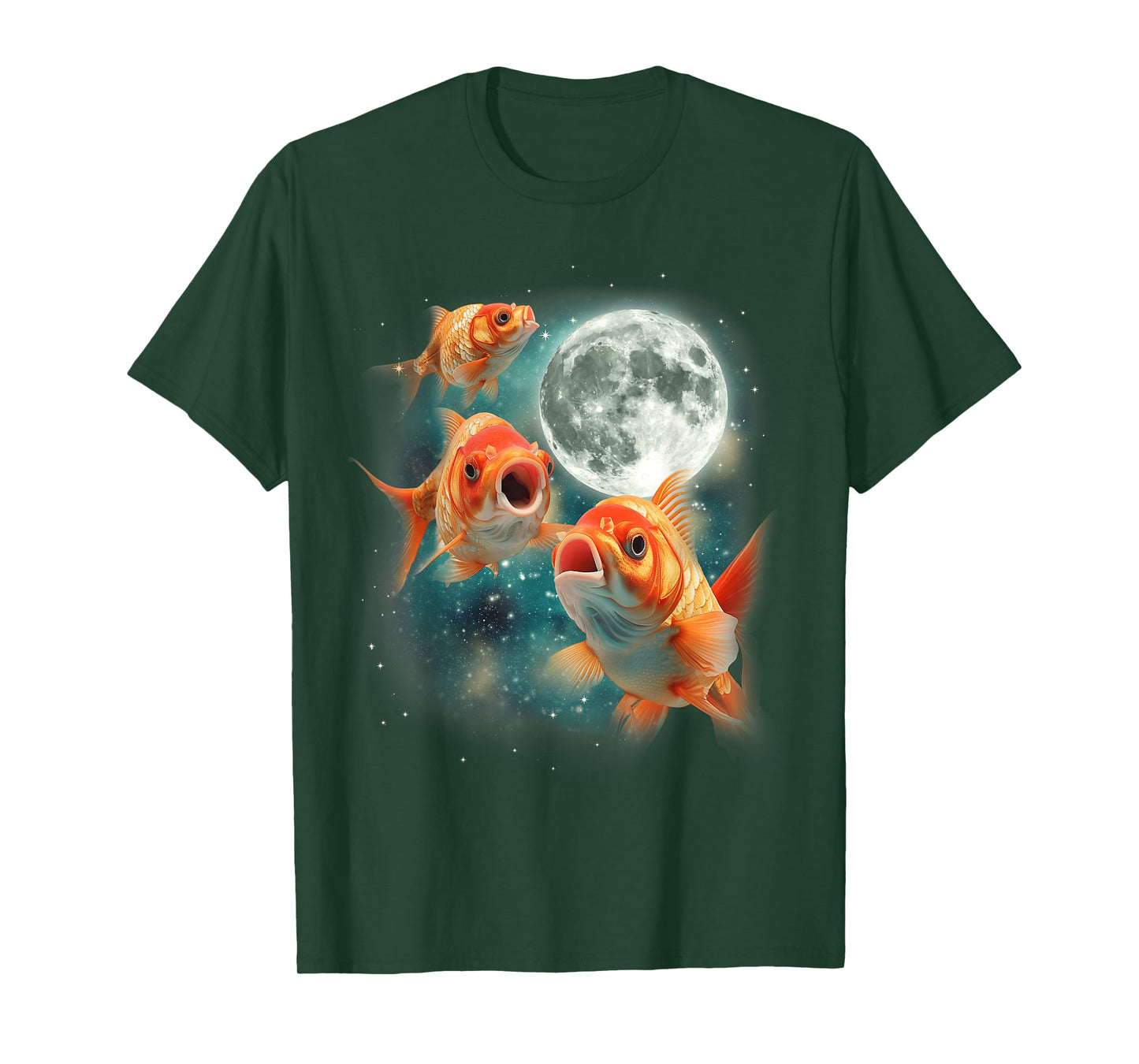 Three Goldfish Moon | 3 Fish Moon Unique Goldfish Parody T-Shirt