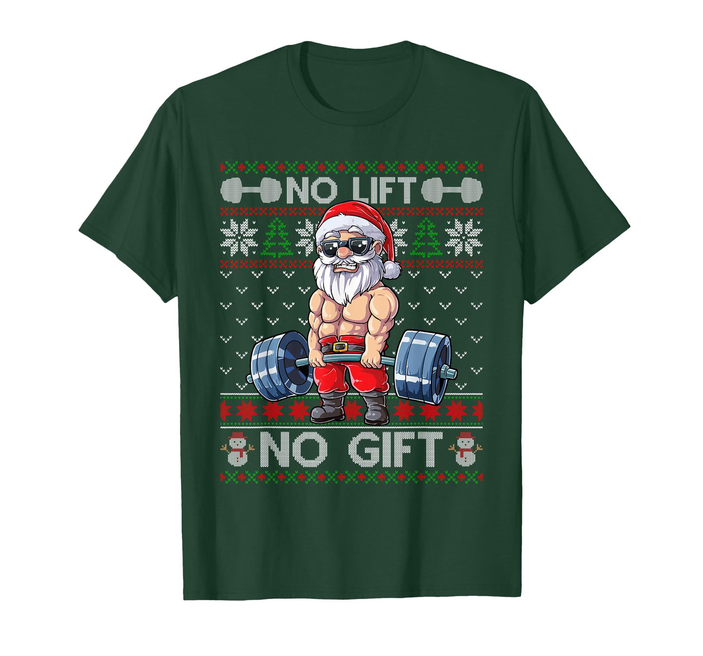 Funny Muscle Santa Lifting Christmas Ugly Christmas Sweater T-Shirt