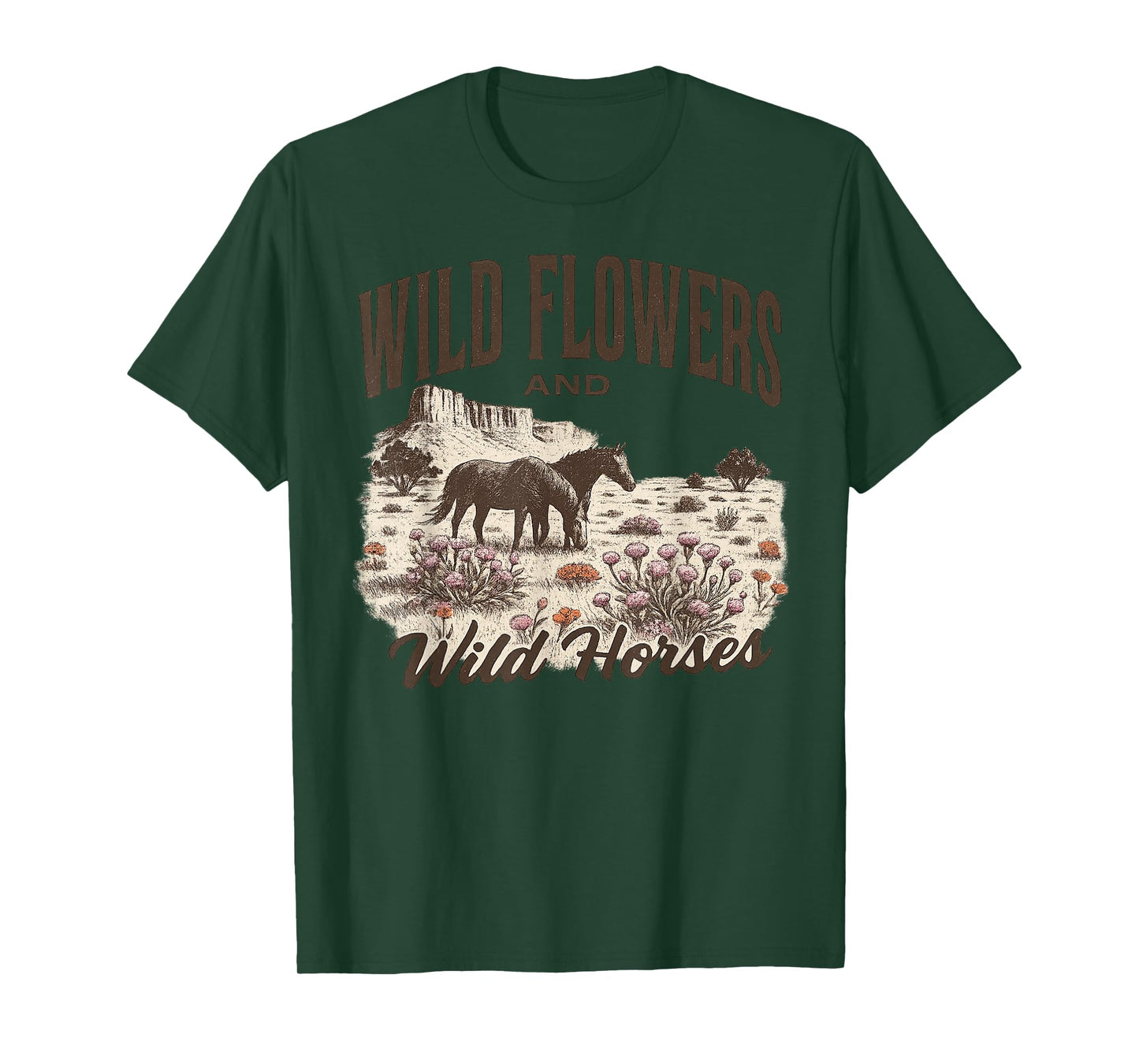 Wild Flowers Wild Horses Cowboy Rodeo Gift For Men Women Kid T-Shirt