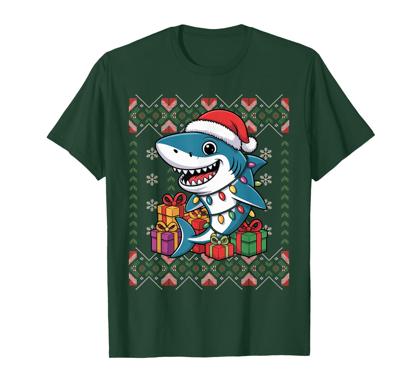 Santa Shark Christmas Ugly Sweater Funny Holiday Pajamas T-Shirt