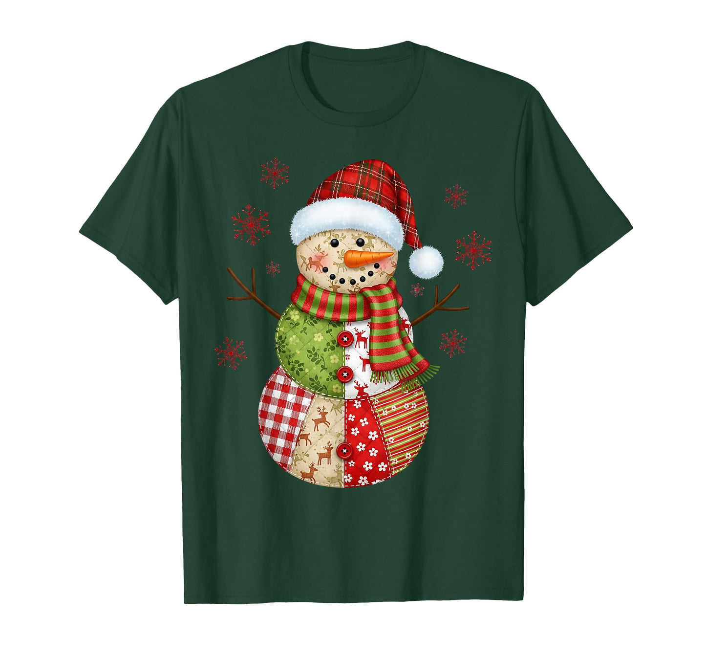 Vintage Patchwork Snowman Christmas Winter Holiday Xmas T-Shirt