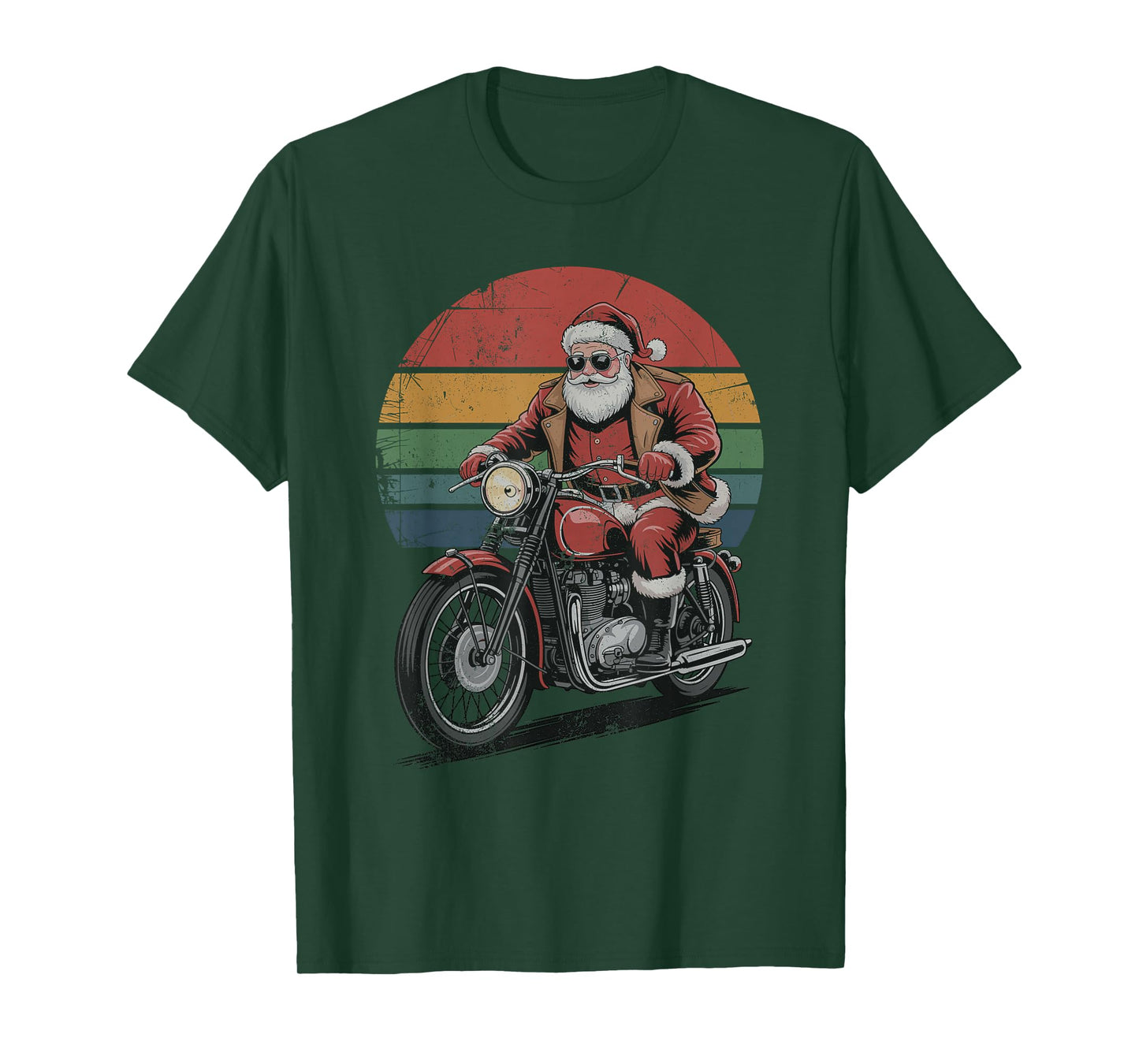 Retro Santa Riding Motorcycle Vintage 90s Christmas Holiday T-Shirt
