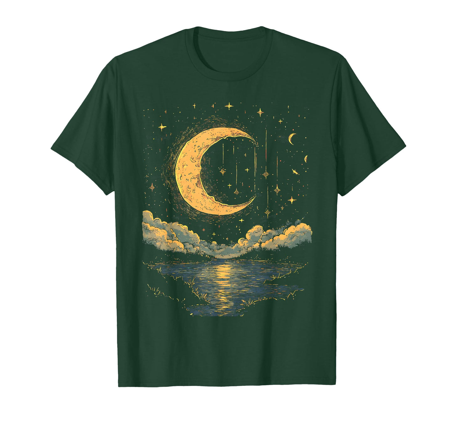 Boho Aesthetic Hippie Celestial Vintage Half Moon water T-Shirt
