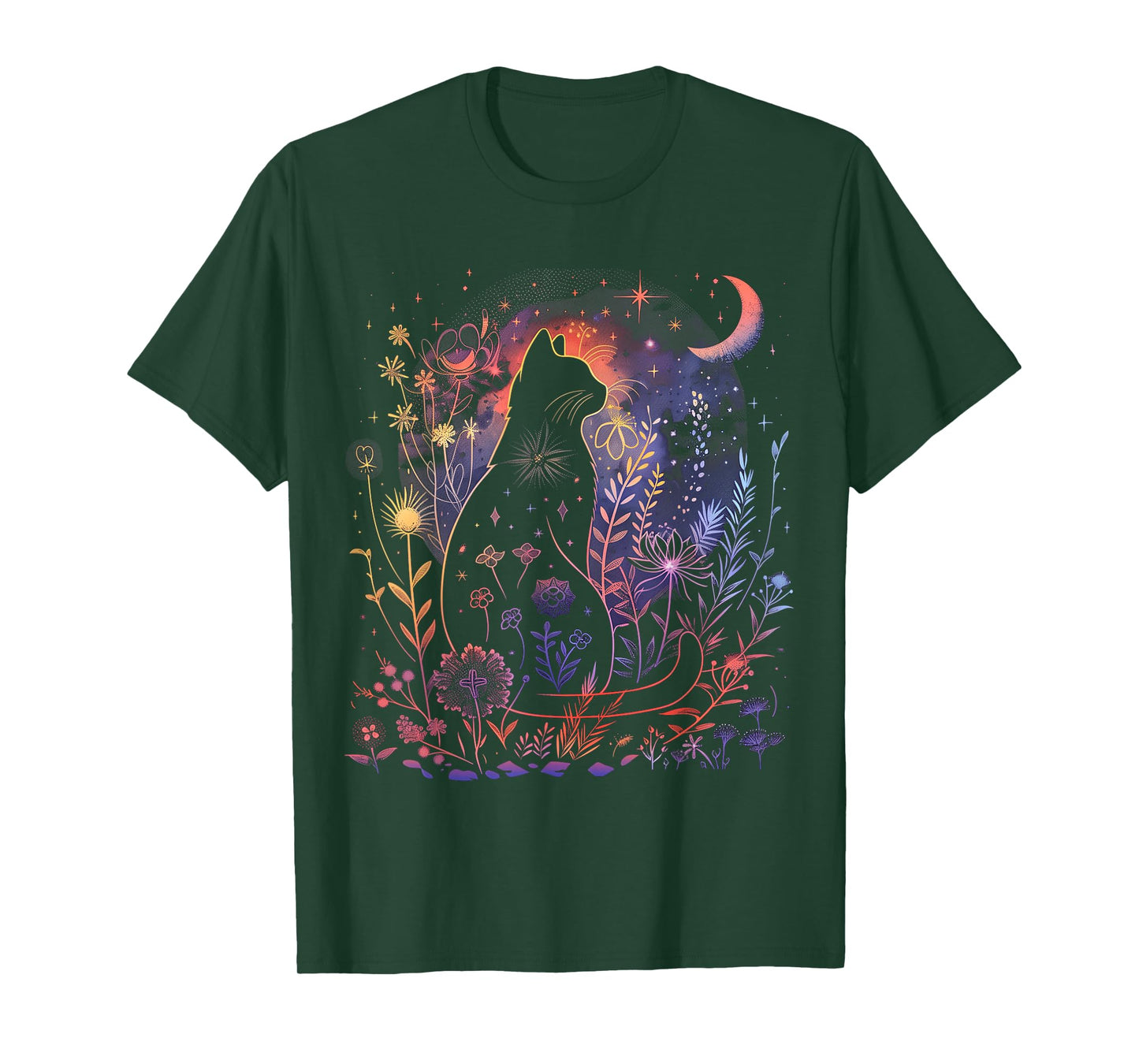 Halloween Black Cat Costume Mystical Cat Lover Womens Girls T-Shirt