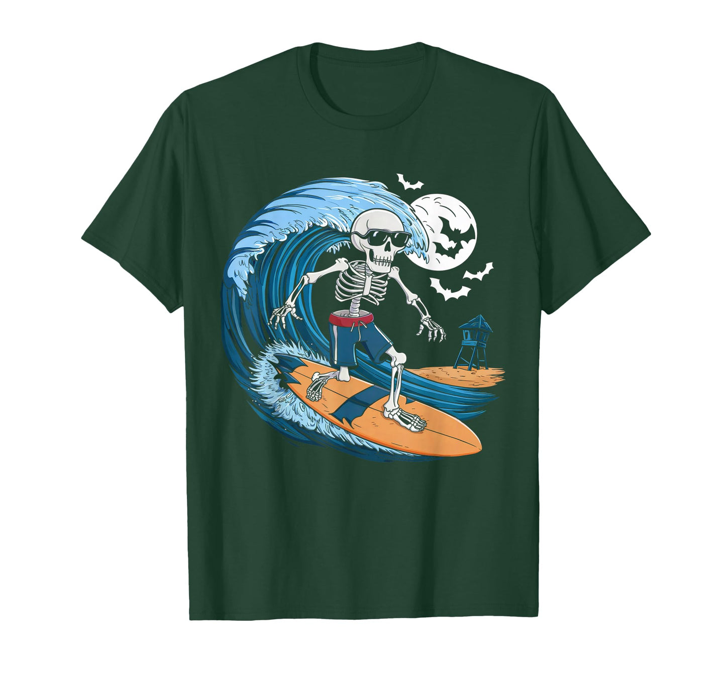 Halloween Surfing Skeleton Shirt Surfer Hawaiian Surf Hawaii T-Shirt