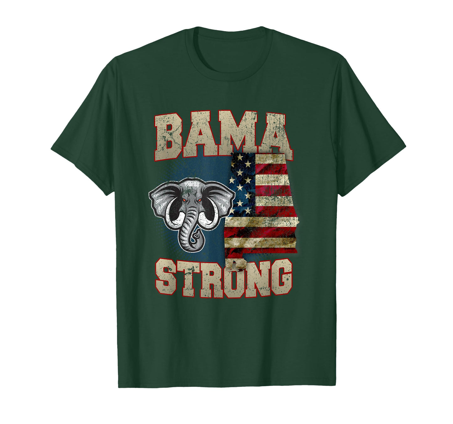 Bama Strong Alabama State With USA Flag Overlay T-Shirt