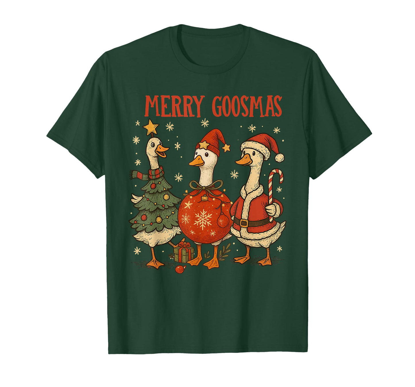Vintage Christmas Silly Goose Santa Reindeer Men Women Kids T-Shirt