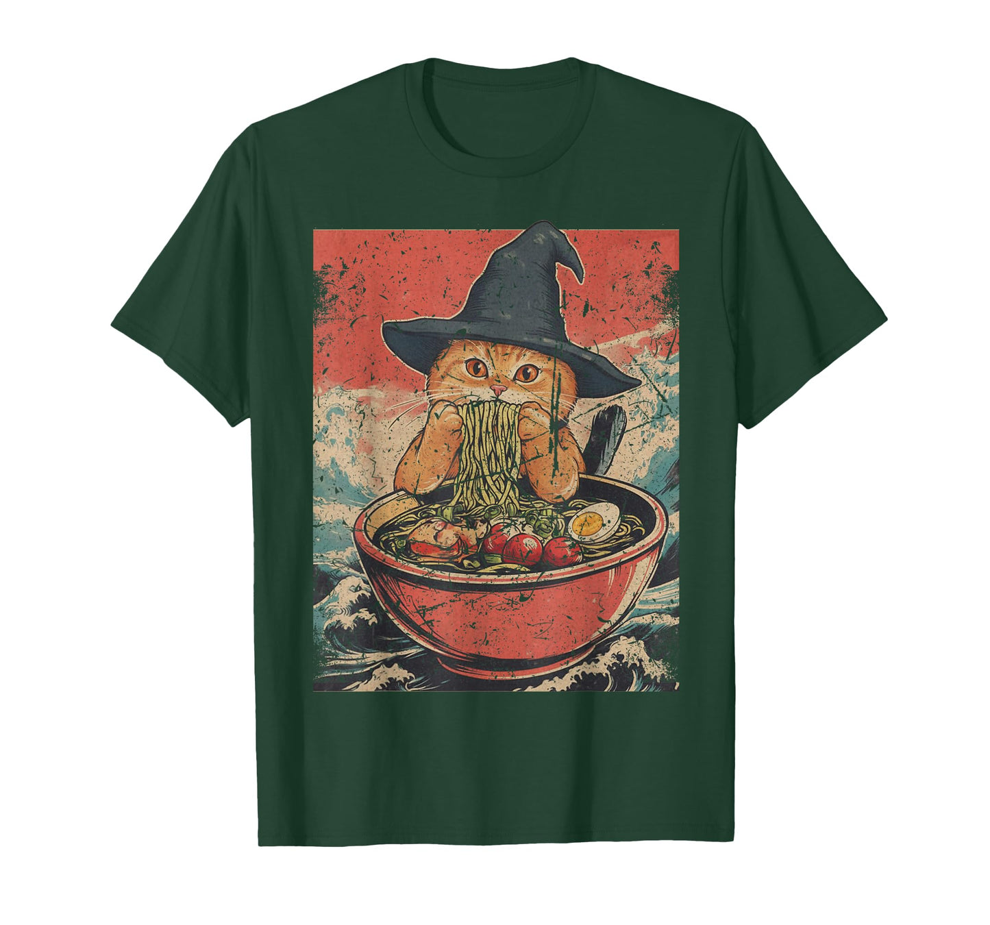 Wizard Cat Weird Ramen Japanese Witch Hat Vintage T-Shirt