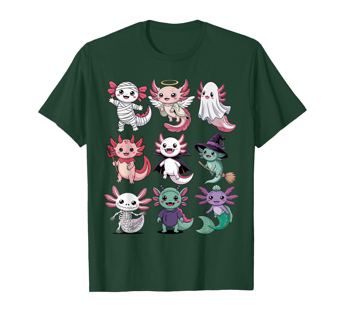 Halloween Axolotl T-Shirt - Cute Spooky Axolotls Costume T-Shirt