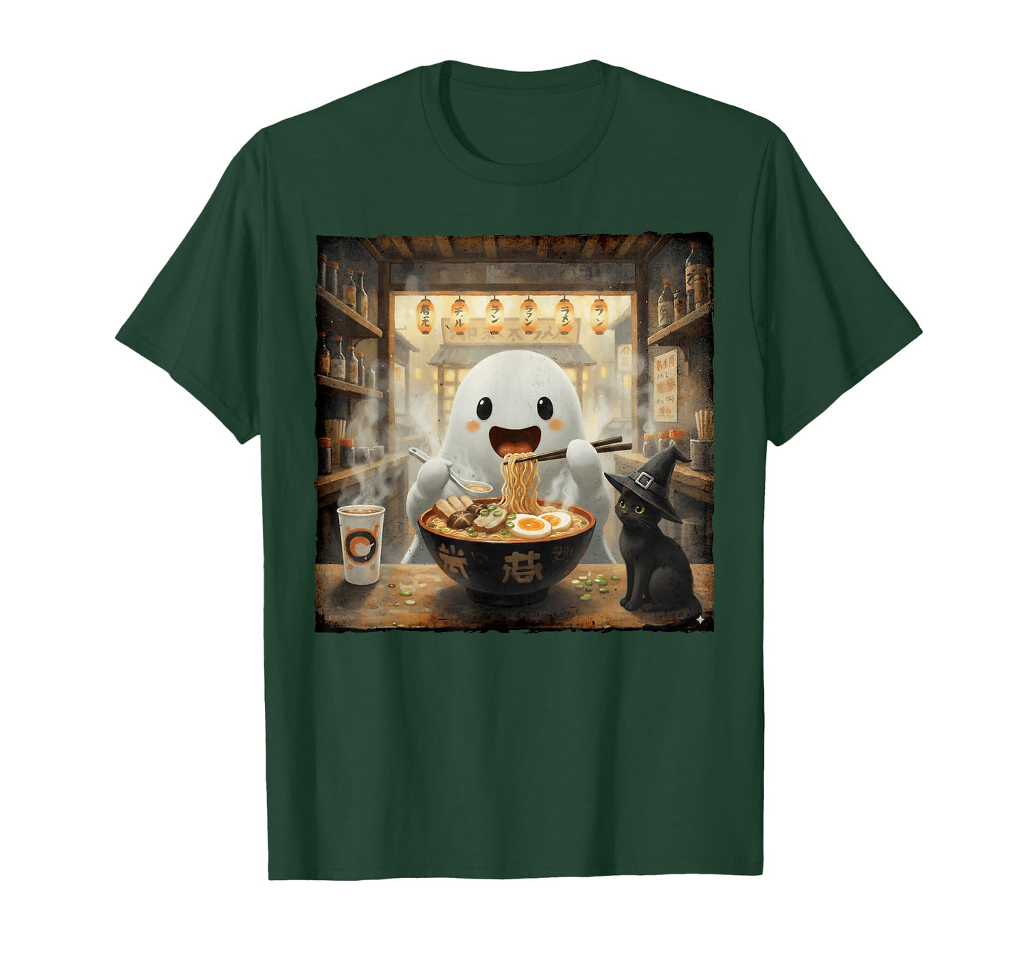 Halloween Vibes Spooky Ramen Lover Boo Ghost Eating Ramen T-Shirt