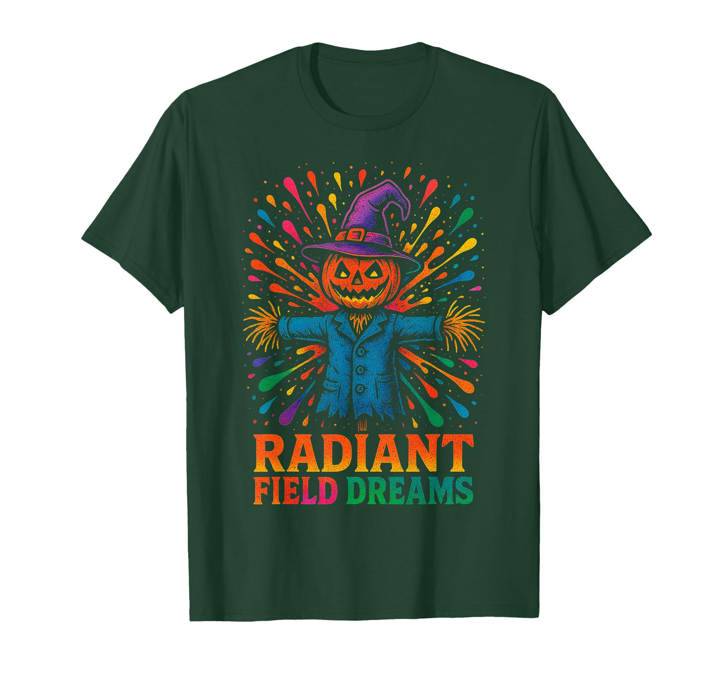 Radiant Field Dreams Pumpkin Scarecrow Psychedelic Halloween T-Shirt