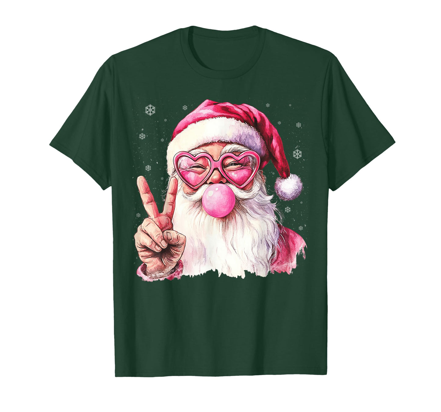 Santa Claus Blowing Pink Xmas Bubble Sunglasses Christmas T-Shirt