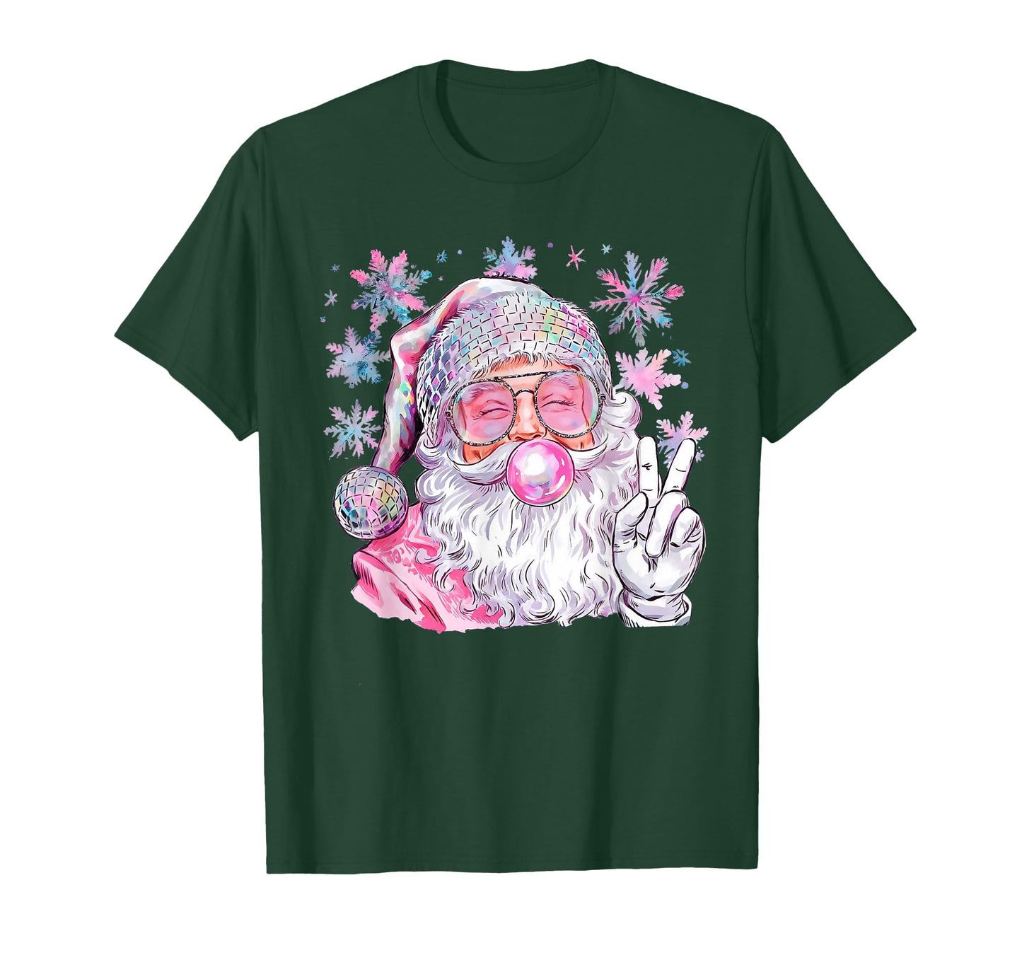 Retro Bubblegum Santa Shirt, Pink Christmas Girl's Holiday T-Shirt