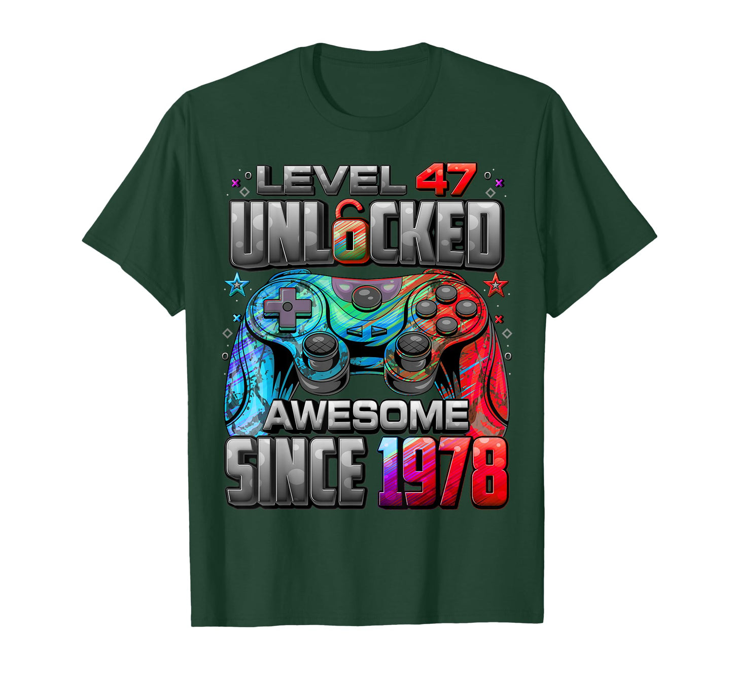 Level 47 Unlocked Awesome Since 1978 47th Birthday Gaming T-Shirt