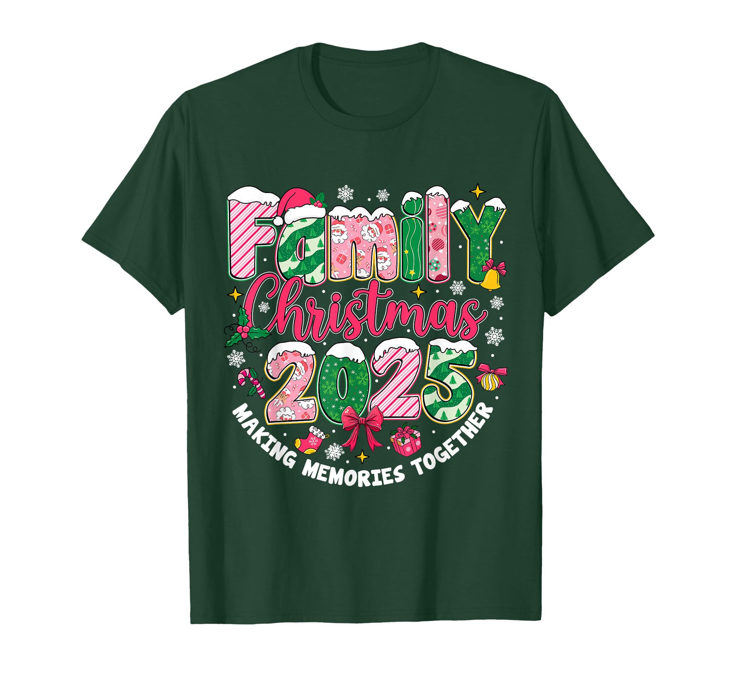 Family Christmas 2025 Matching Pink Xmas Outfit Squad Santa T-Shirt