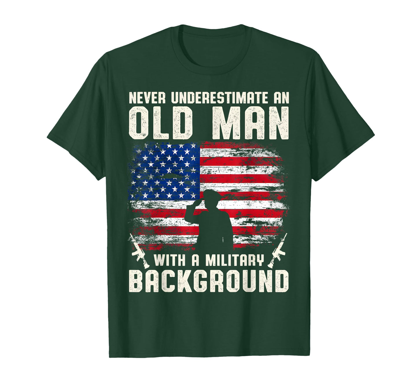 Never Underestimate An Old Man With A Military Background T-Shirt