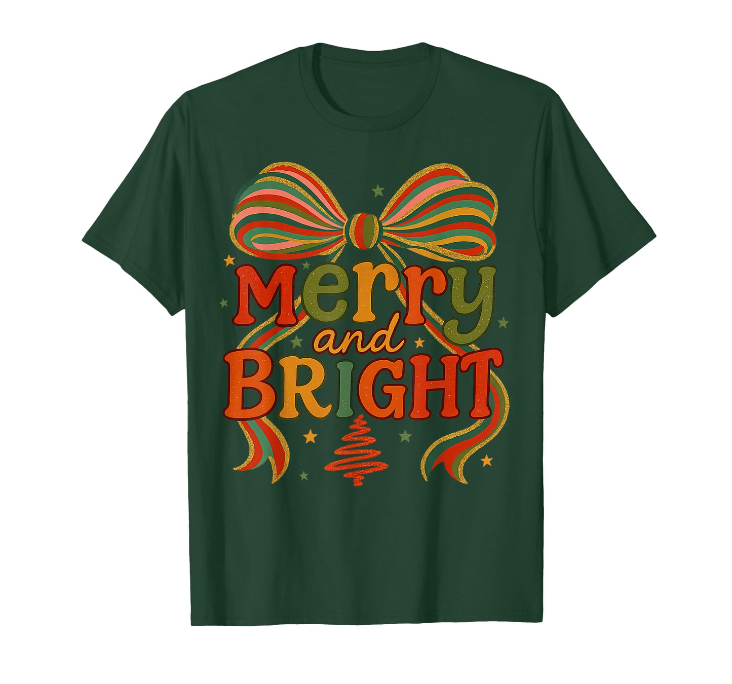 Merry and Bright Christmas Crew 2025 Funny Family Matching T-Shirt