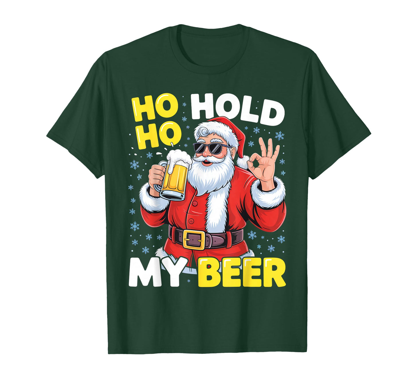 Ho Ho Hold My Beer Funny Santa Beer Christmas T-Shirt