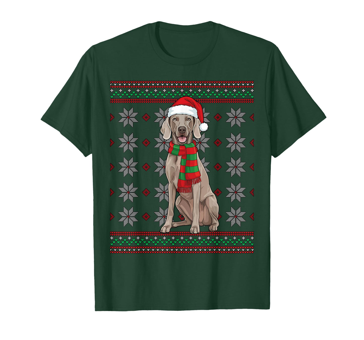 Weimaraner Braco De Weimar Santa Ugly Christmas T-Shirt