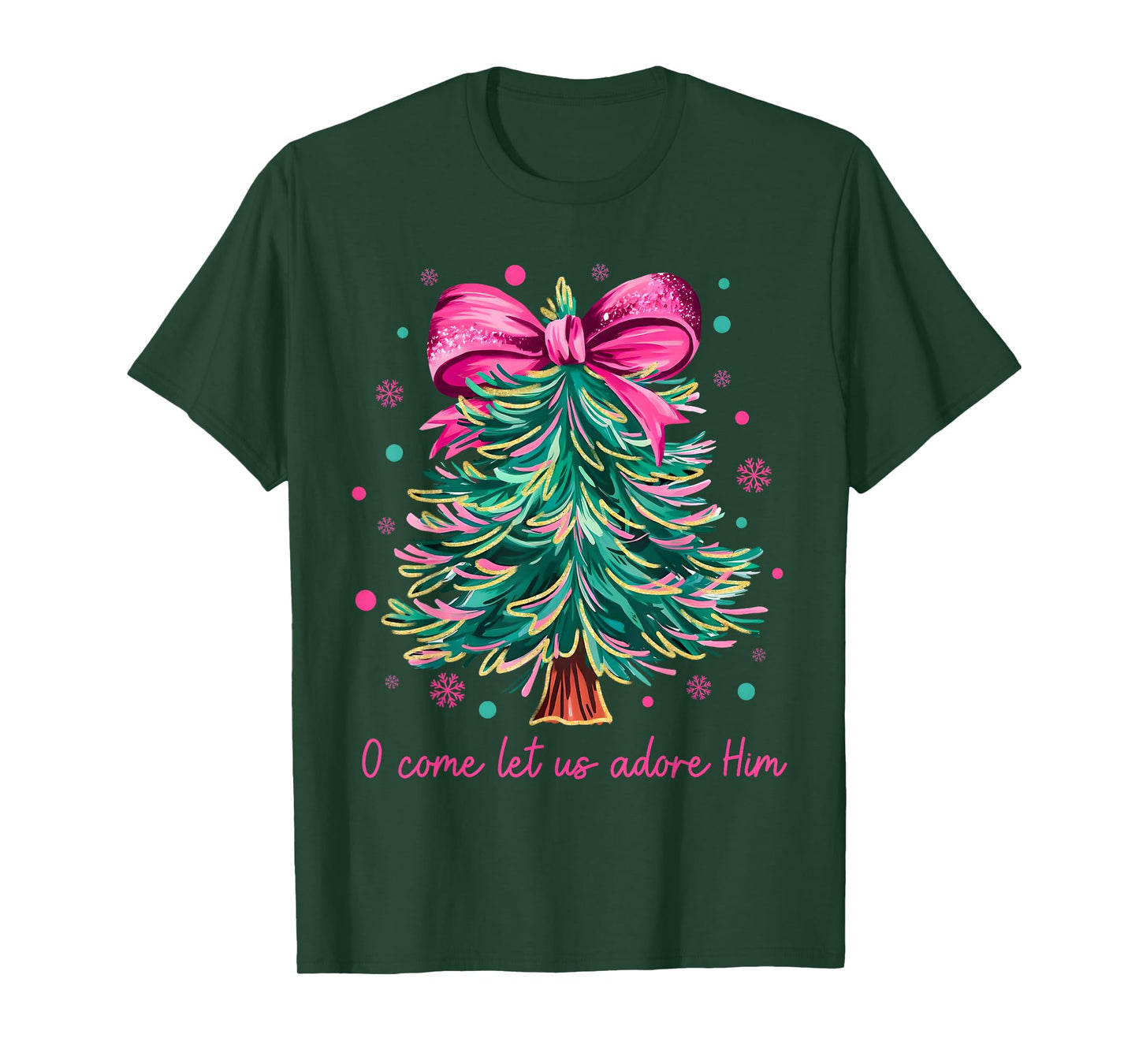 Oh Come Let Us Adore Him Jesus Christian Holiday Christmas T-Shirt