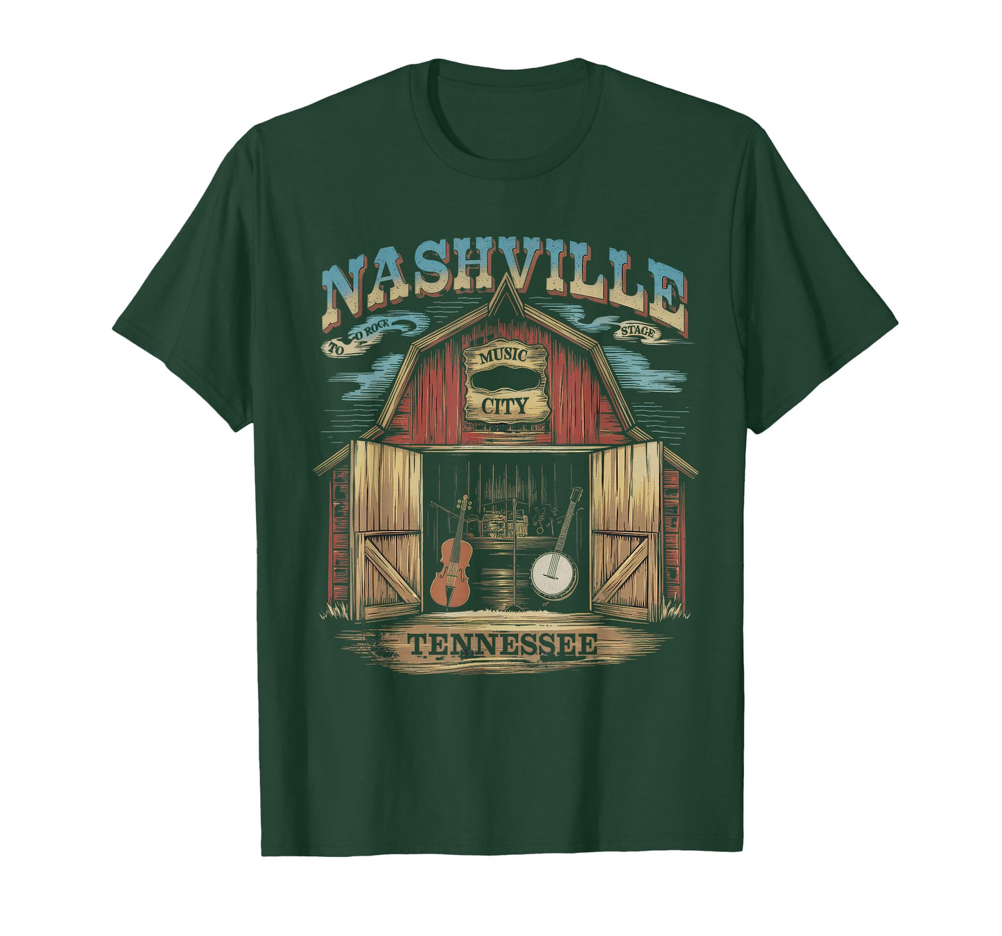Nashville Music City Tshirt Women Men Tennessee Rock Country T-Shirt
