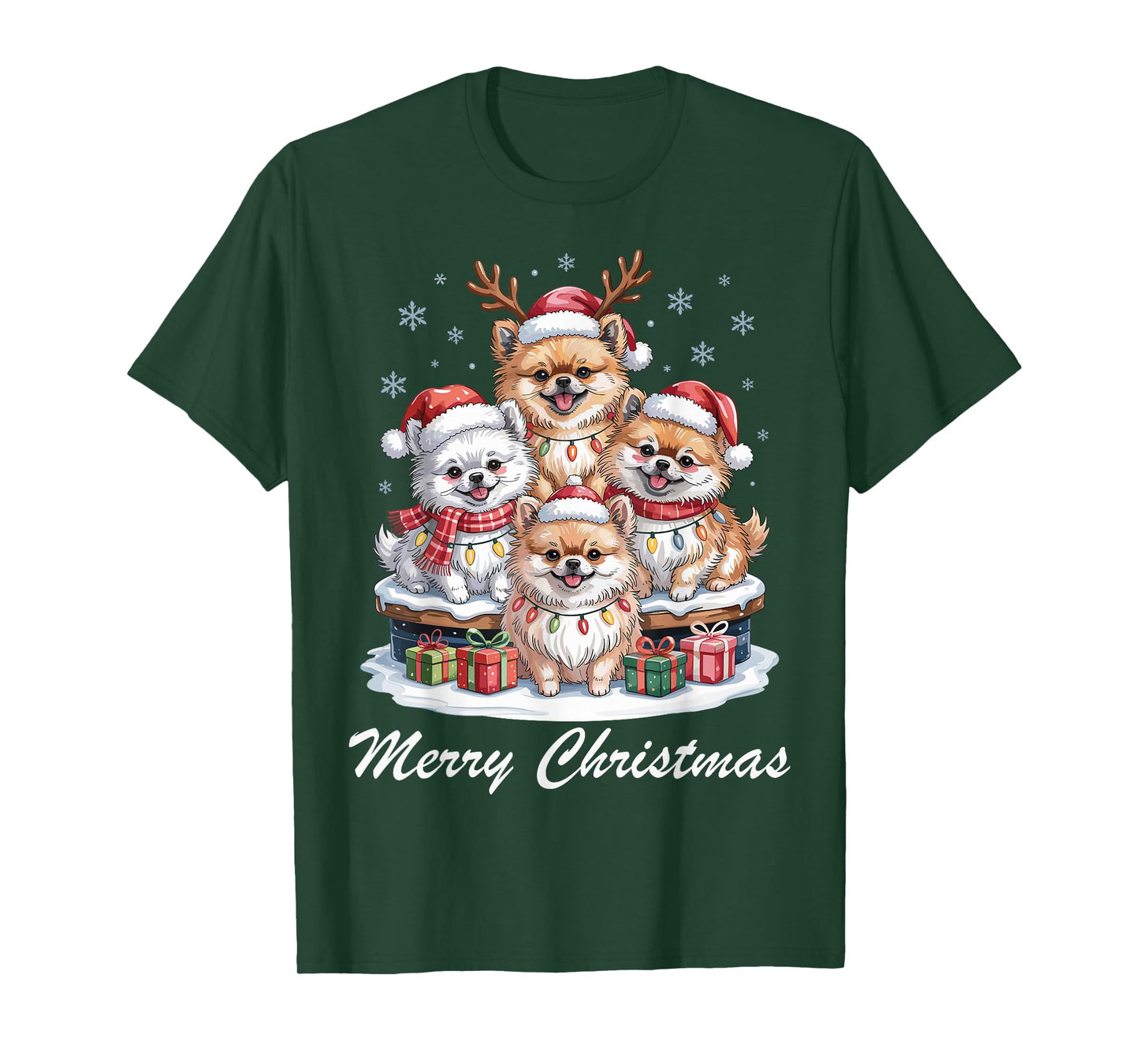 Pomeranian Merry Christmas Funny Dog Lovers Holiday Pajama T-Shirt