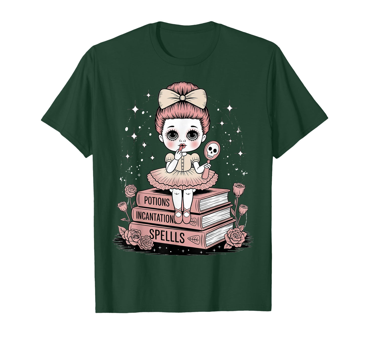 Creepy Halloween Doll Spell Books Witch Potions Incantations T-Shirt