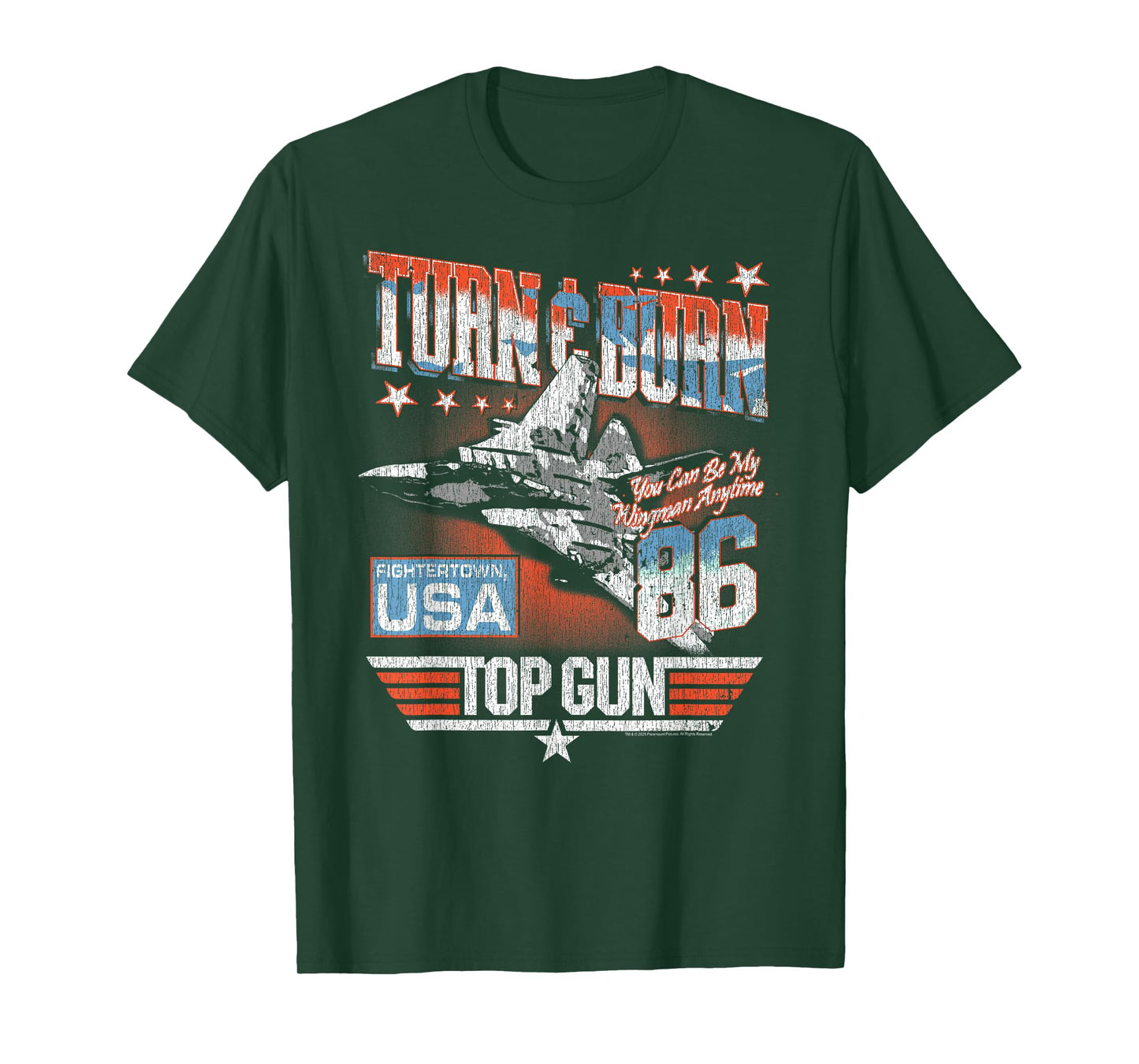 Top Gun Turn & Burn Distressed Vintage Classic Action Movie T-Shirt