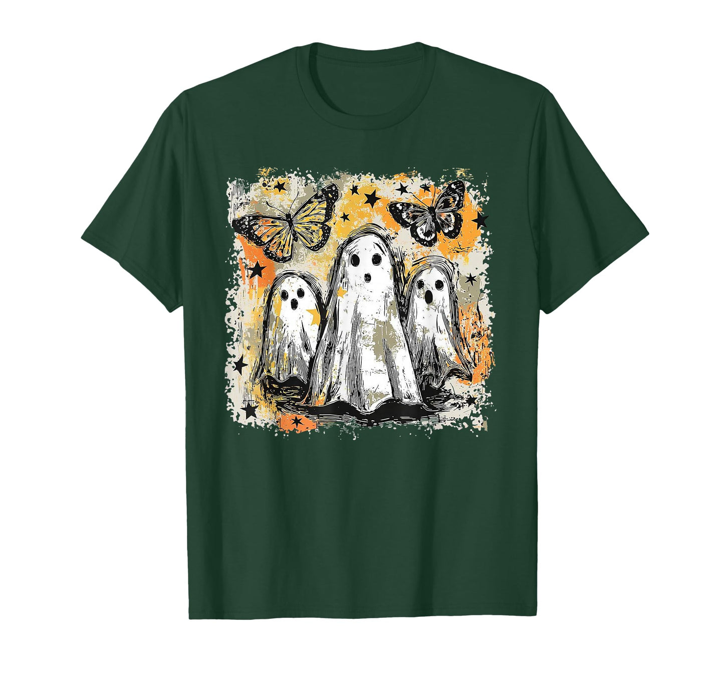 Halloween Ghost Wearing Witch Hat & Jack-o'-Lantern T-Shirt