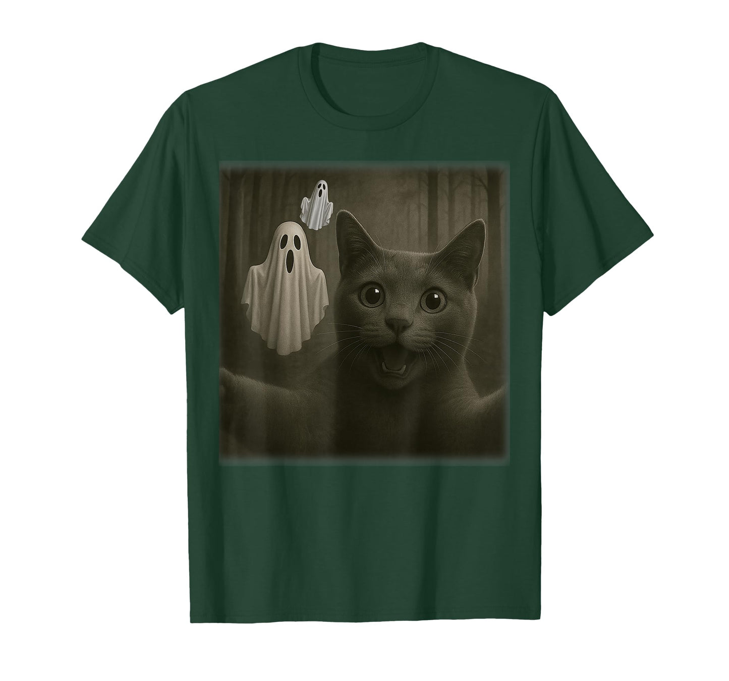 Funny Halloween Cat Selfie with Spooky Ghost Cat Lovers T-Shirt