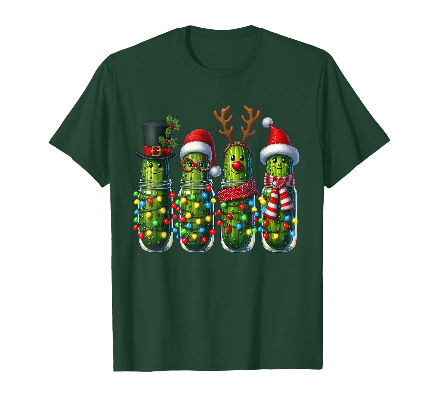 Funny Christmas Pickle Shirt Pickle Xmas Lights Ugly Sweater T-Shirt