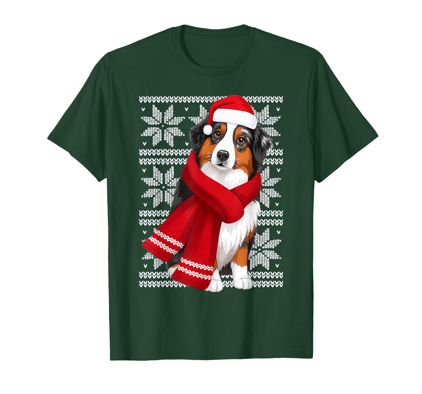 Australian Shepherd Ugly Christmas Holiday Dog Lover T-Shirt